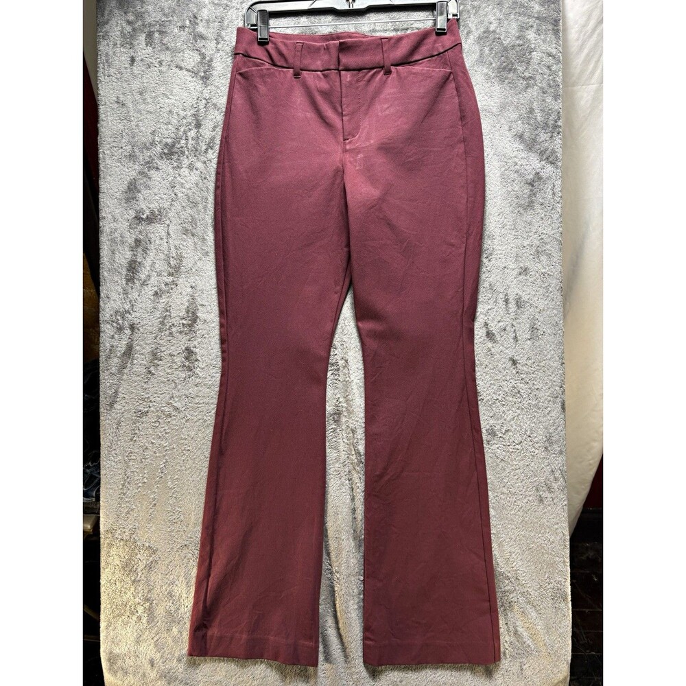 Old Navy Burgundy Pixie Flare Dress Pants Womens 6 High Rise Pockets 31 In